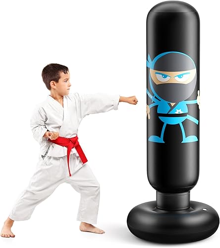 Saco de boxeo inflable para niños, saco de boxeo regalos de karate para niños y niñas, bolsa de boxeo para rebote inmediato para practicar karate,
