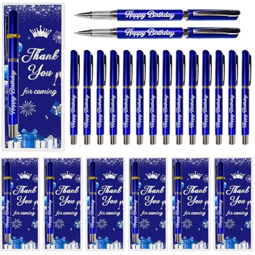 Set de 25 bolígrafos azul y plata para fiestas de cumpleaños
