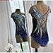 ZYDANC Rhythmic Gymnastics Leotards Ballet Dance Costumes for Competition Gradiant Figure Ice Skating Activewear,Blue,XXXL