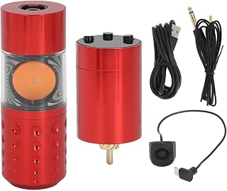 Wireless Tattoo Pen Machine,2 in 1 Wireless Tattoo Machine 1300mAh Rechargeable 3.5mm Stroke Coreless Motor 12V 10000RPM Tattoo Pen (Red)