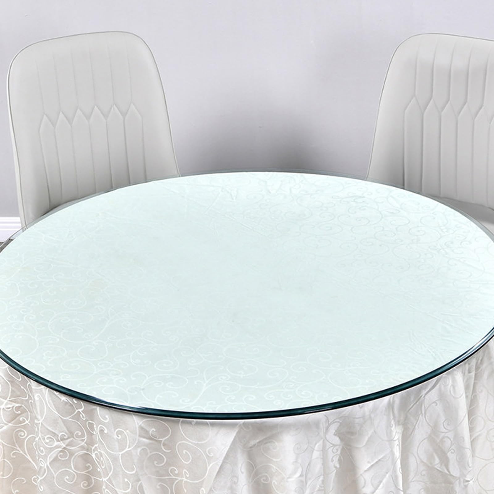 Plateau rond en verre trempé transparent de table 100cm plaque circulaire biseautée haut de gamme