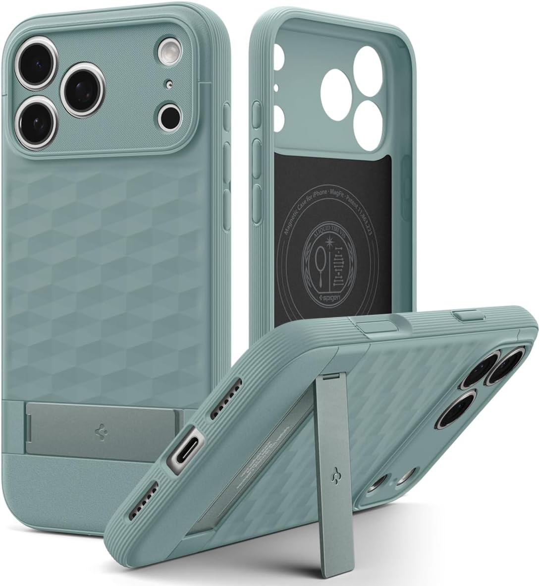 Spigen for iPhone 17 Pro Case, Parallax S MagFit [TPU Covered Camera Control] [Kickstand] [Compatible with MagSafe] - Matte Black