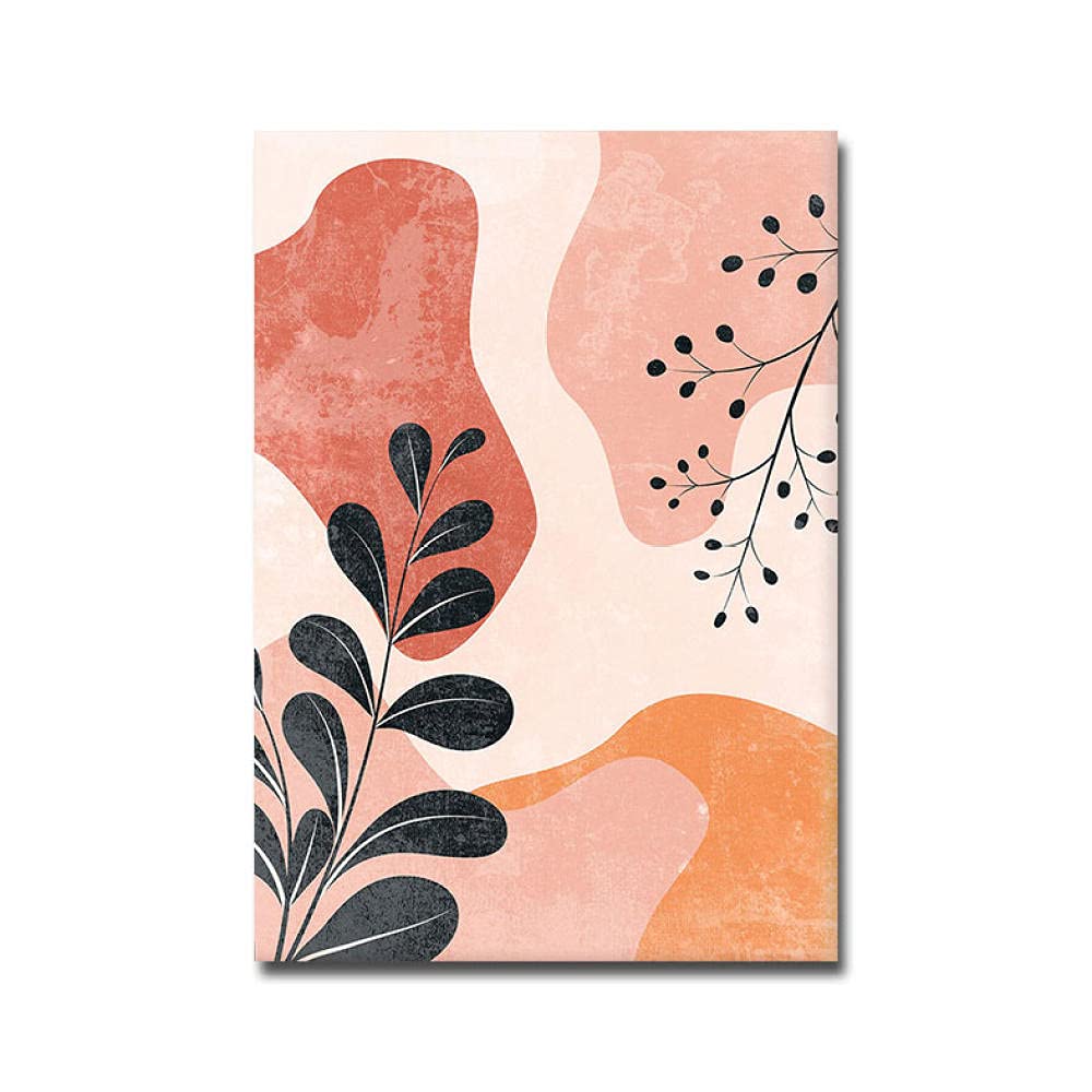 Affiche Murale Boho Terracotta – Poster Plantes Géométriques Abstrait, Décoration Minimaliste Salon Chambre Sans Cadre