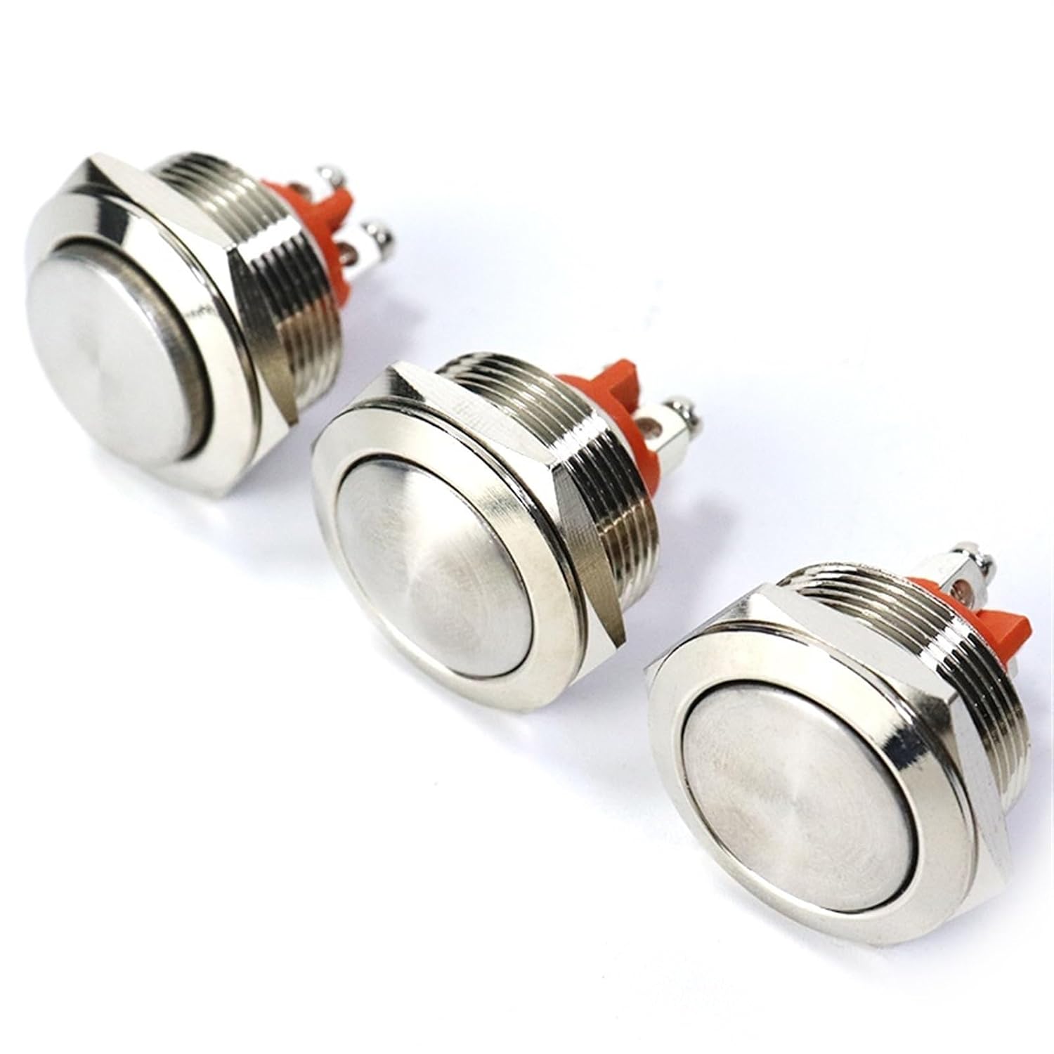 22mm 1NC Push Button Switch Without Fixation Momentary Self-Reset Metal Electric Switches NC Normally Closed 1Pcs(Black Shell,Flat Round)