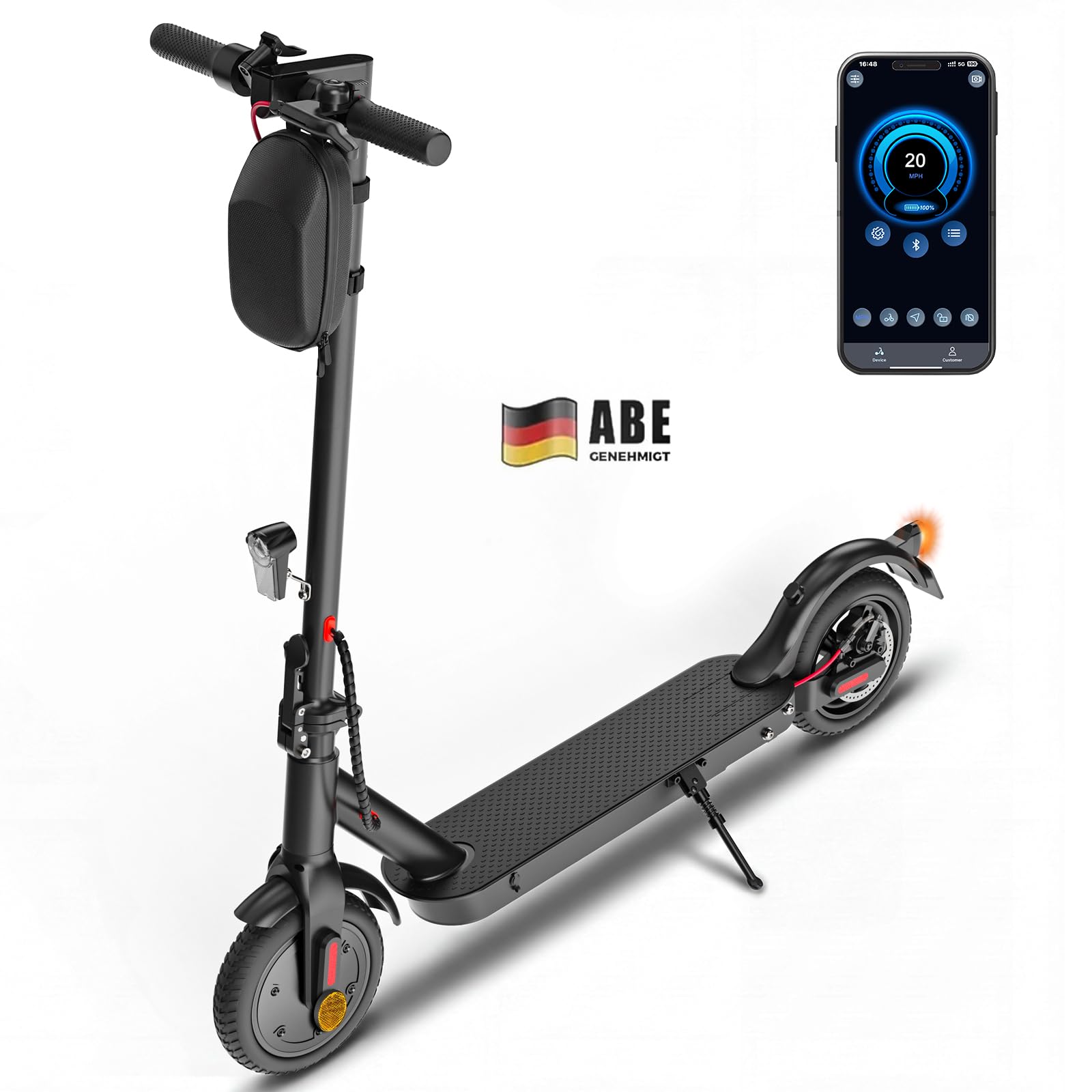 E Scooter mit Straßenzulassung (ABE), 8,5 Zoll Wabenreifen | 350W Motor | 30km Reichweite, 10 Zoll Wabenreifen | 500W Motor | 40km Reichweite, Duales Bremssystem & 20 km/h, Elektroroller bis 120 KG