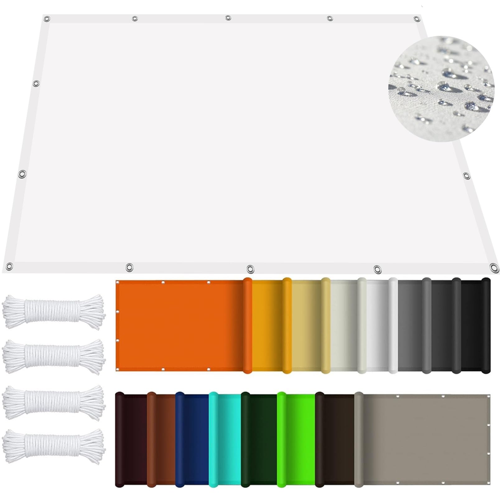 GLDYTVF Customizable 5x8m Rectangle Sun Shade Canopy for Garden Fence Balcony and Terrace White Color