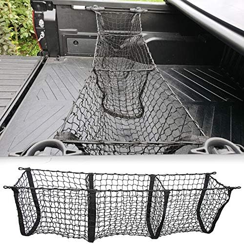 Three Pocket Truck Cargo Net Fit for Chevy Colorado Silverado 2014-2018 Cargo Organizer Storage Net