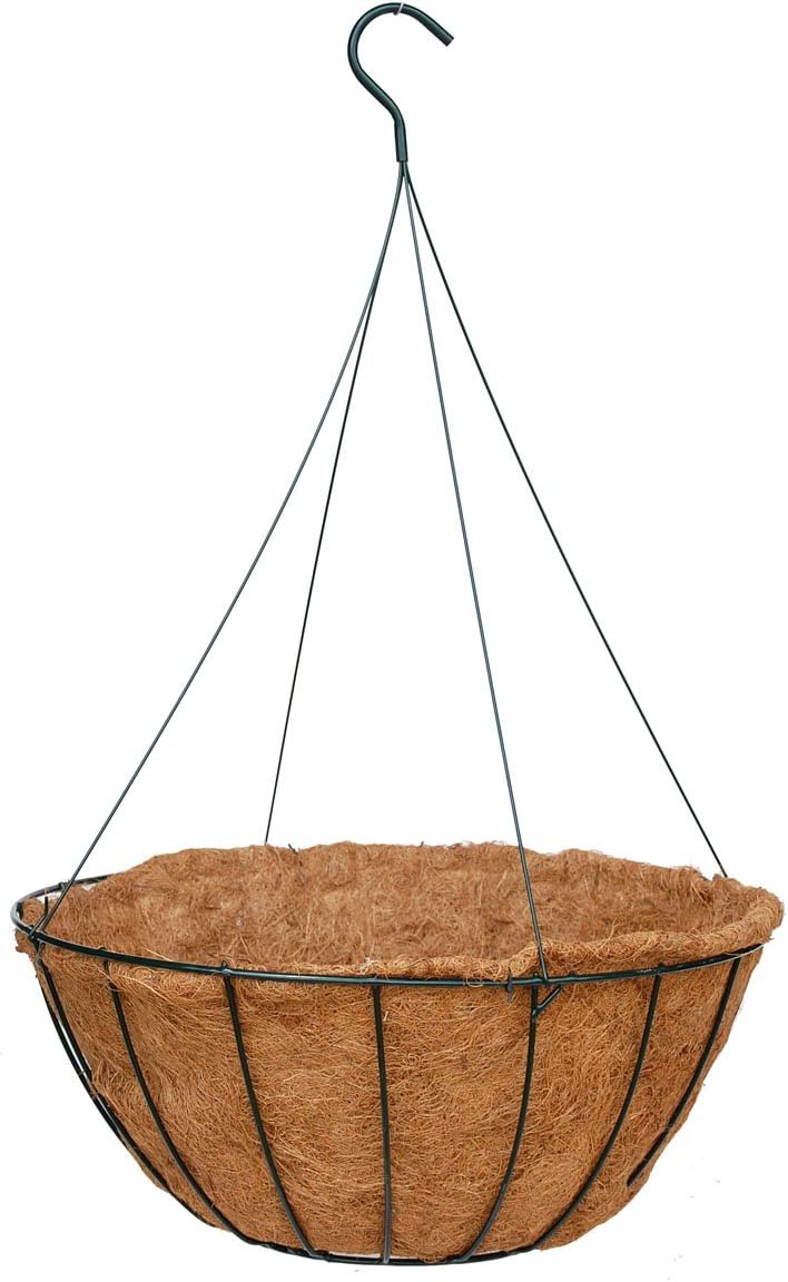 18 Classic Master Gardner Planter Green with Coco Moss Liner and Rigid Wire Hanger
