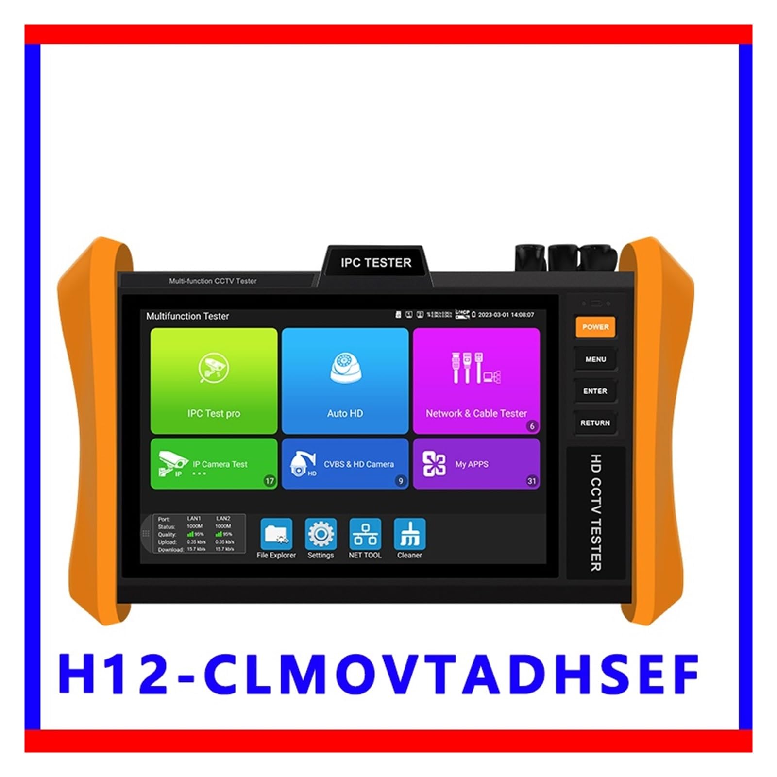 Tester per sistemi CCTV, Tester CCTV NUOVA versione 8 pollici 8K H.265 H12-CLMOVTADHSEF telecamera IP Supporto POE++, o SFP Ipc Poe(H12-ADHS)