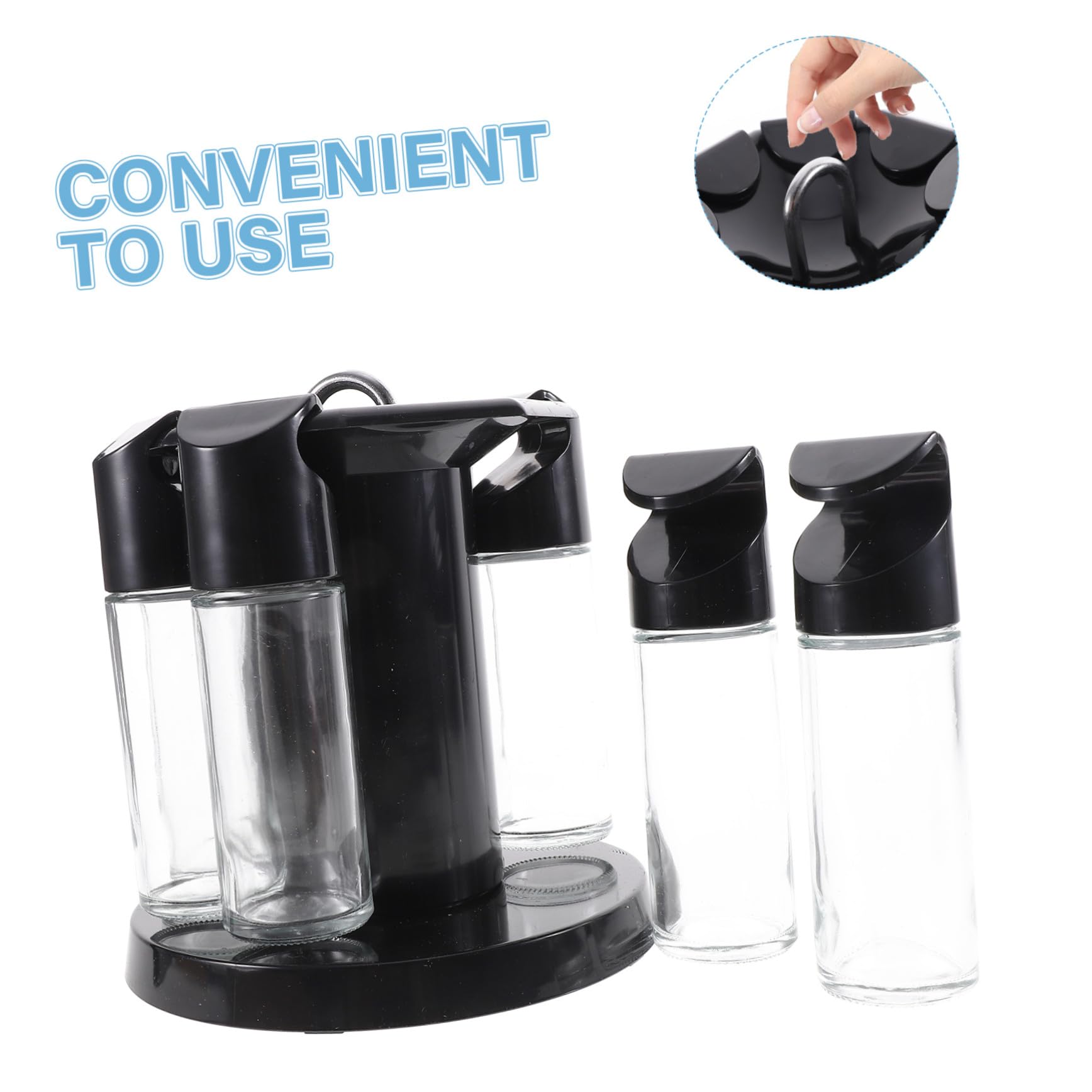 Cabilock Küchen Organizer Gewürze mit Drehbarem 360-grad Design Gewürzhalter aus Glas und Abs für Küche und Grill Inklusive Haken zum Aufhängen Zufällige Farbe