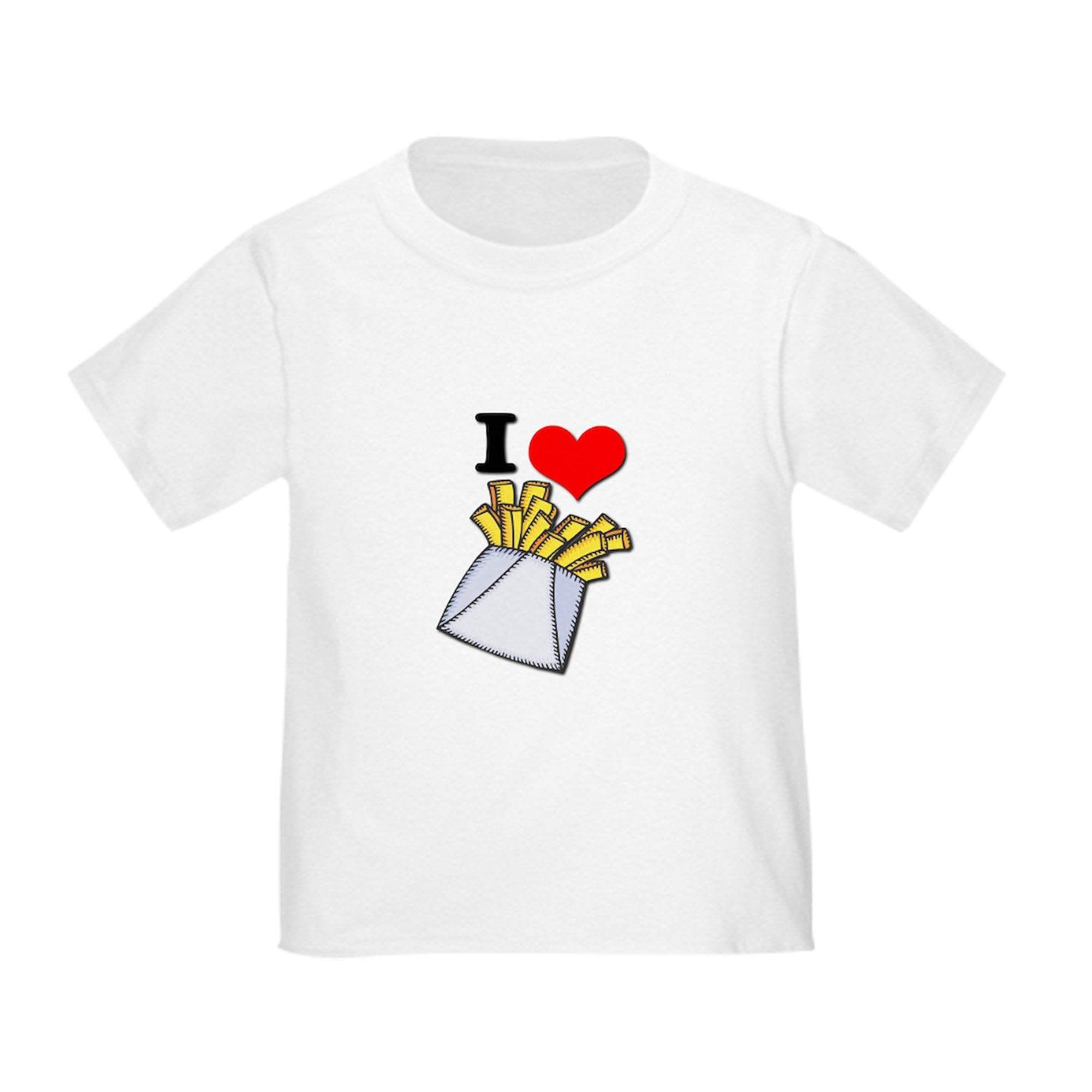 CafePress I Heart (Love) French Fries Toddler T Shirt Toddler Graphic Tee, 100% Cotton White