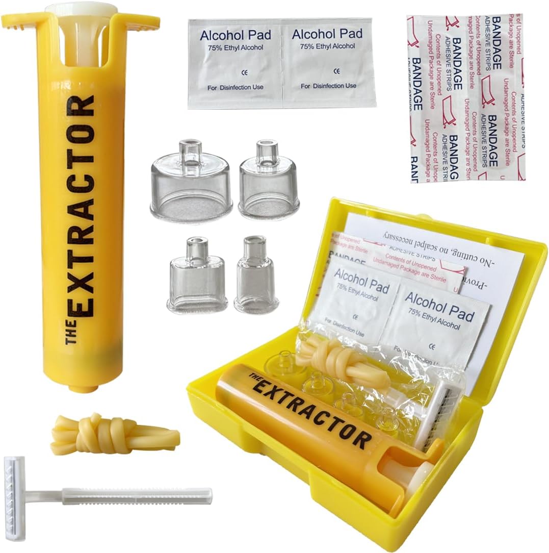 Snake Bite Kit for Humans, Bee Sting Kit, Venom Extractor Suction Pump Tool, Bite and Sting First Aid for Hiking, Safety Fast Emergency for Hiking Backpacking and Camping Snake Bite Kit for Humans, Bee Sting Kit, Venom Extractor Suction Pump Tool, Bite and Sting First Aid for Hiking, Safety Fast Emergency for Hiking Backpacking and Camping