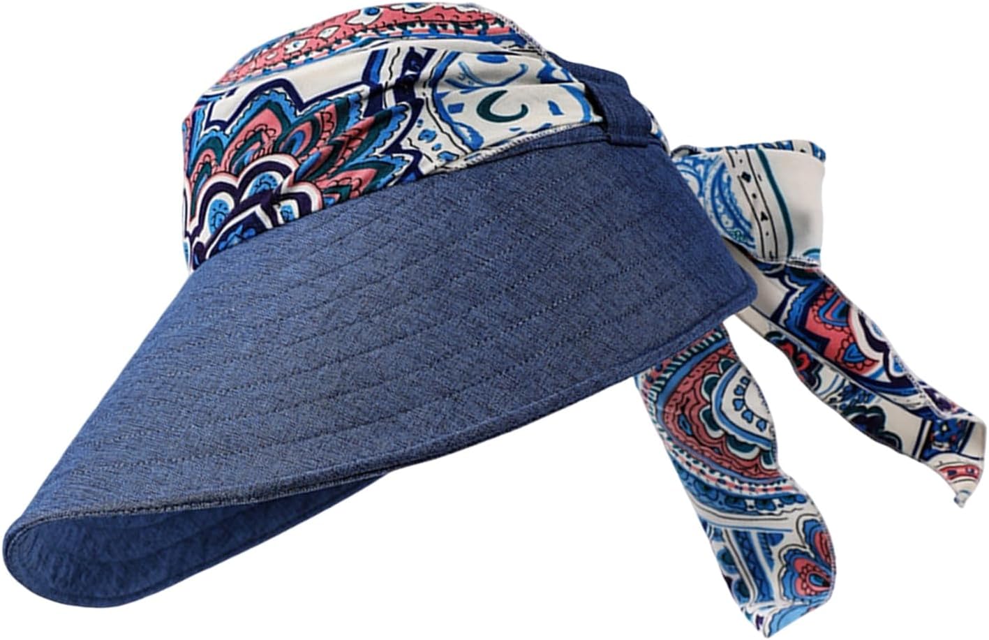 Sunny Weather Hat with Open Crown Ease | Wide Brim Face Coverage, Scarf Tie Detail for Daily Commuting Beach Days