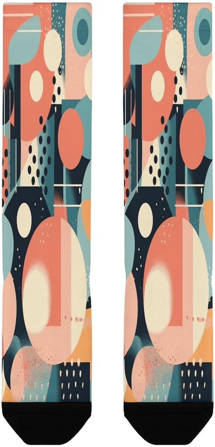 Abstract Shape Style Crew Socks Calf Socks Athletic Crew Sock