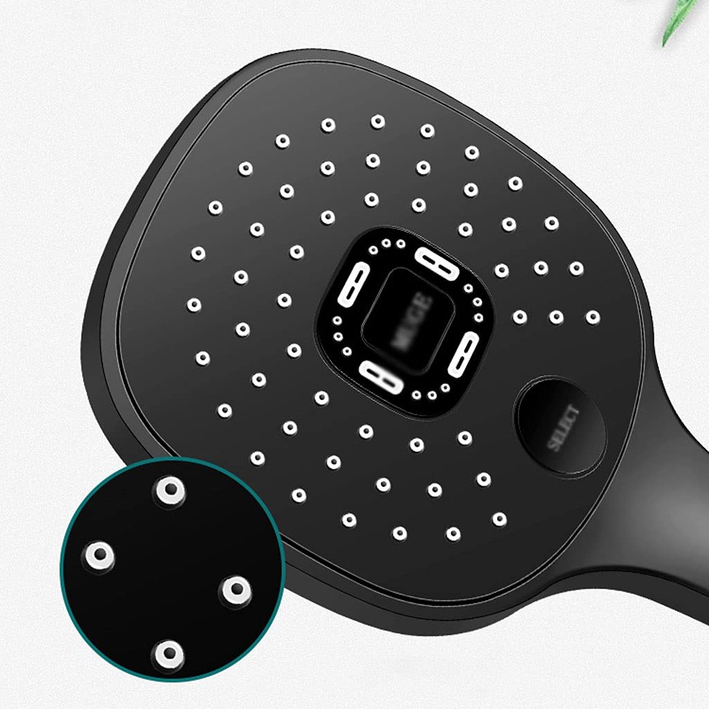 Cabezal de Ducha de Mano Cabezal de ducha de mano 3-Función Acero inoxidable Baño Presurizado Baño de ducha Base de manguera Handheld Ducha Cabeza 10.19 pulgadas Plata / Negro Regadera para Baño Ducha