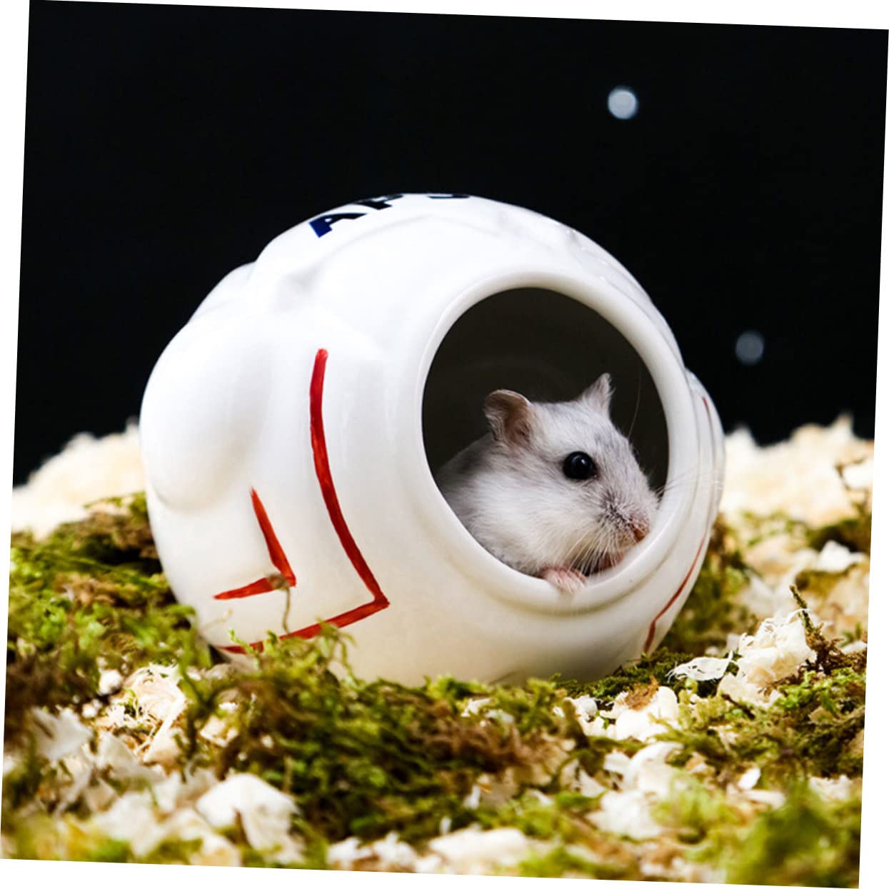 DOITOOL 1juego Accesorios para Hámster De Cerámica Tema Espacial Comedero Bebedero Astronauta Baño De y Escondite Forma De Cohete para Mascotas