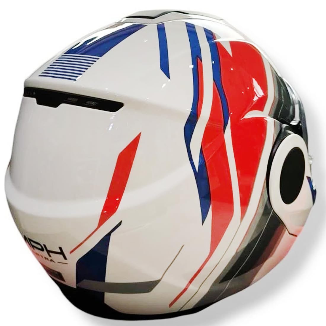 Casco Reversibile Modulare MPH ARTRA Bianco Rosso Blu Lucido Per Moto e Scootere Omologato ece 22.06