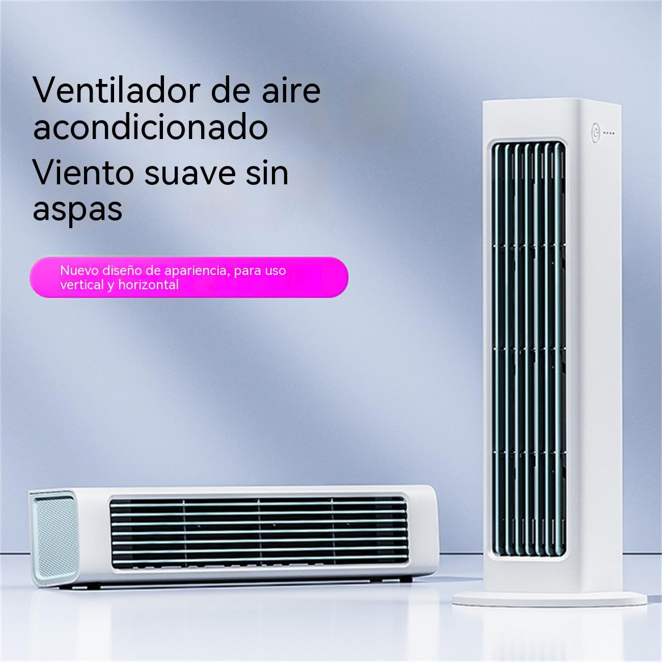 Ventilador sin aspas 2 en 1 vertical y horizontal, oscilación 60°, salida de aire ancha 230 mm, enfriamiento rápido y silencioso, montaje en pared sin perforación, para dormitorio, salón y oficina