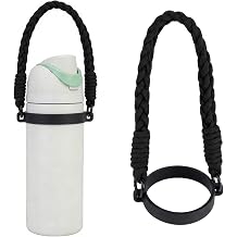 ALIBBON Water Bottle Handle Strap Compatible with 8-40oz Owala Stanley HydroJug Tumbler Black Braided Rope with High Elasticity Silicone Strap Owala Accessories & Stanley Cup Accessories