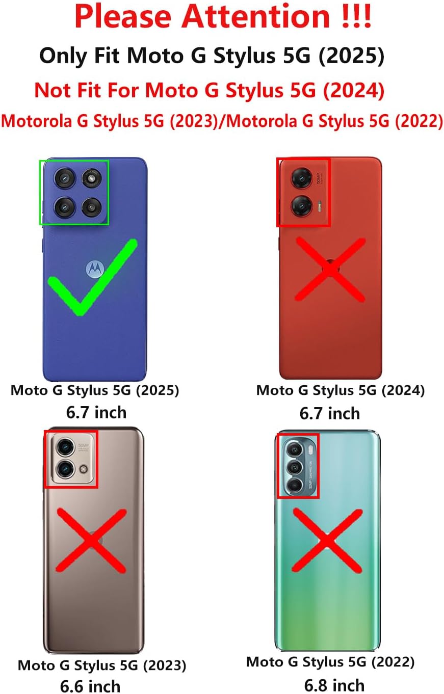 SMKY for Moto G Stylus 5G 2025 Case,with Screen Protectors and Camera Cover,16ft.Drop Tested Cover with Magnetic Kickstand Protective Case for Moto G Stylus 5G 2025, Red