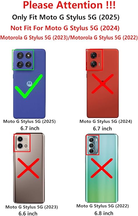 SMKY for Moto G Stylus 5G 2025 Case,with Screen Protectors and Camera Cover,16ft.Drop Tested Cover with Magnetic Kickstand Protective Case for Moto G Stylus 5G 2025, Black