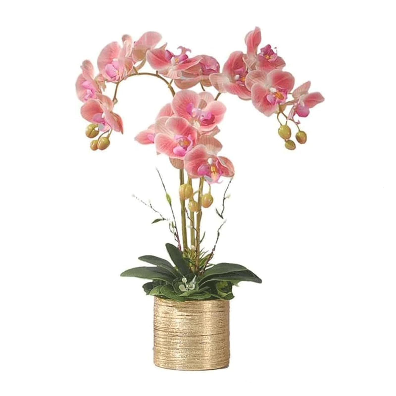 DFGHNBVC Artificial Orchid Faux Orchids Silk Cloth Artificial Phalaenopsis Flowers With Electroplated Ceramic Artificial Flower Orchid 52Cm Potted Faux Very Natural.Pink