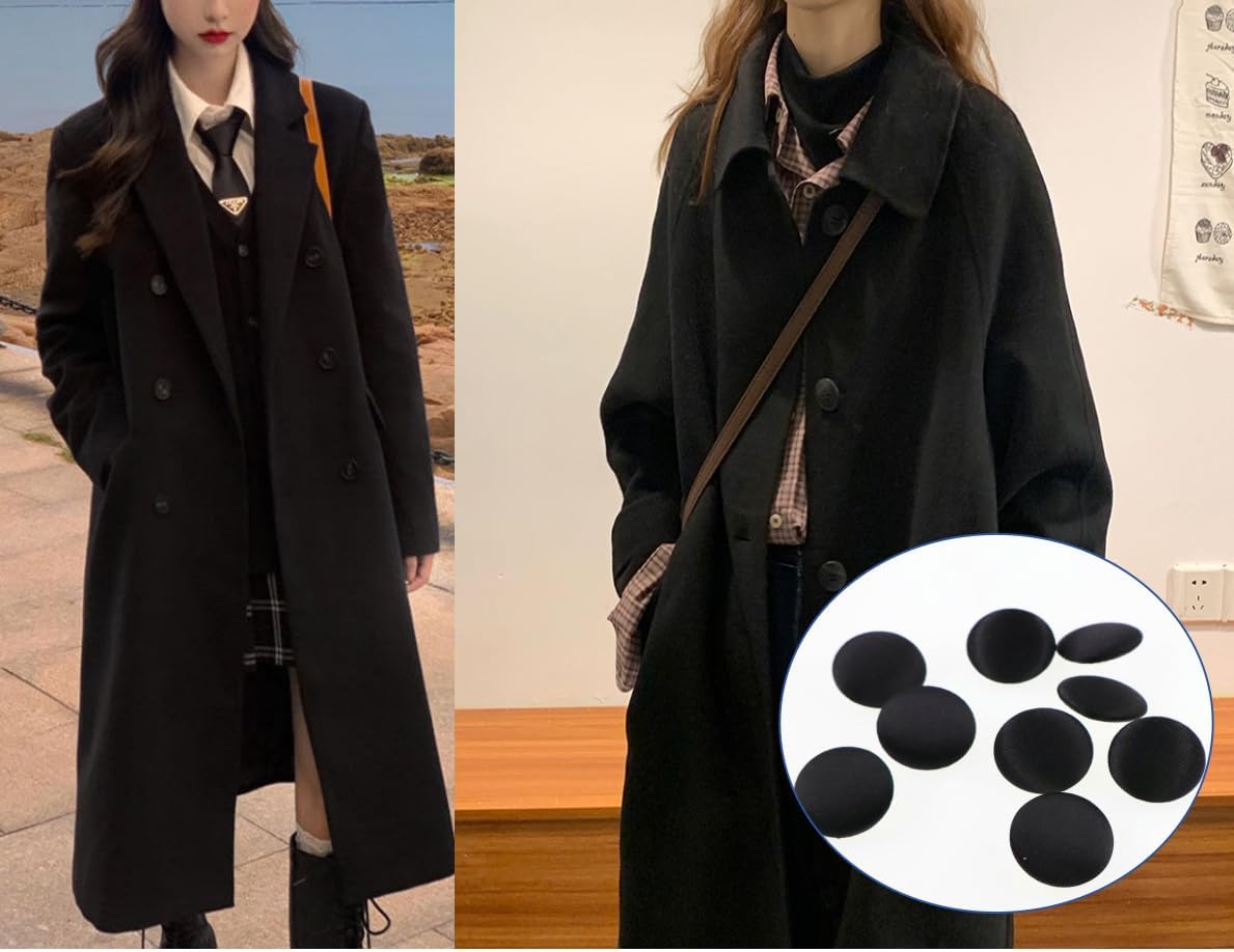 10PCS Black Fabric Cloth Covered Button, Round Buttons with Metal Shank for Tuxedo Suits Coats (20mm) YIGUANXIN - Image 6