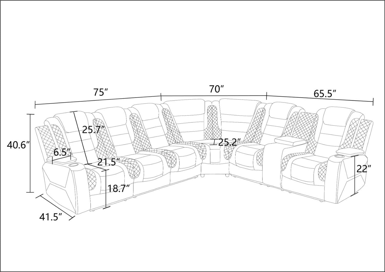3-Piece Recliner Sofa Set Off-White Breathing Leather Living Room LED Lighting USB Charging Cup-Holder