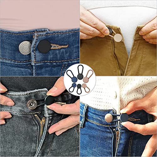 24 Pcs Button Extenders For Jeans, 6 Sizes Pants Button Waistband Extender, Flexible Adjustable Elastic Waist Extenders For Pants For Women Men, No-Sew Invisible Extenders Set Assorted Colors #TOP4