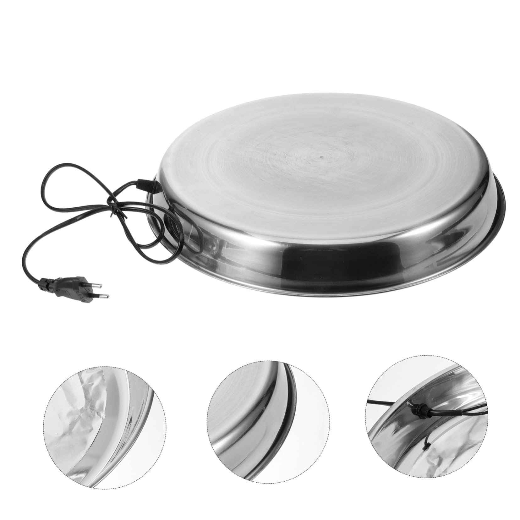 SUPVOX Base Calefactora de Acero Inoxidable para Bebedero de Aves de Corral Calor Constante y Seguridad en Invierno, Enchufe Europeo Ac220-240v para Pollos y Patos
