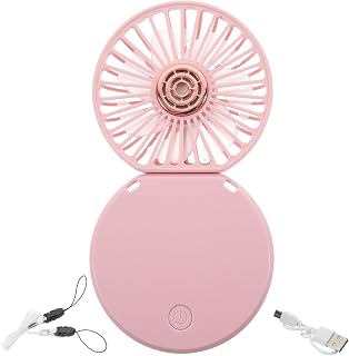 INOOMP Ventilador Portátil Recargable USB Plegable y Colgante para Cuello Ventilador Personal Multifuncional de Verano Ligero y Compacto para Uso Exteriores y Escritorio Color Rosa
