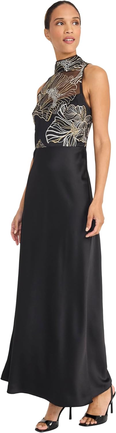 Maggy London Womens High Neck Sleeveless Maxi Dress - Elegant Floral Special Occasion Wedding Guest Dresses - Image 2