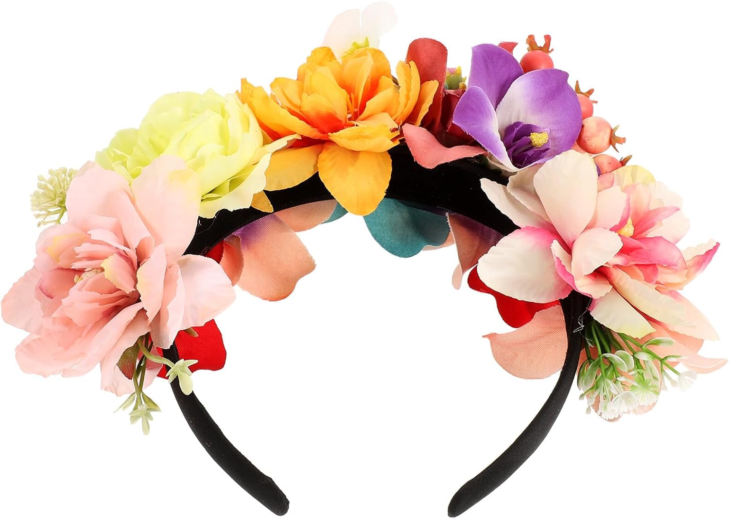 Floral Headband Flower Crown Faux Flower Wreath Hair Accessory for Women Party Photo Headdress Random Color