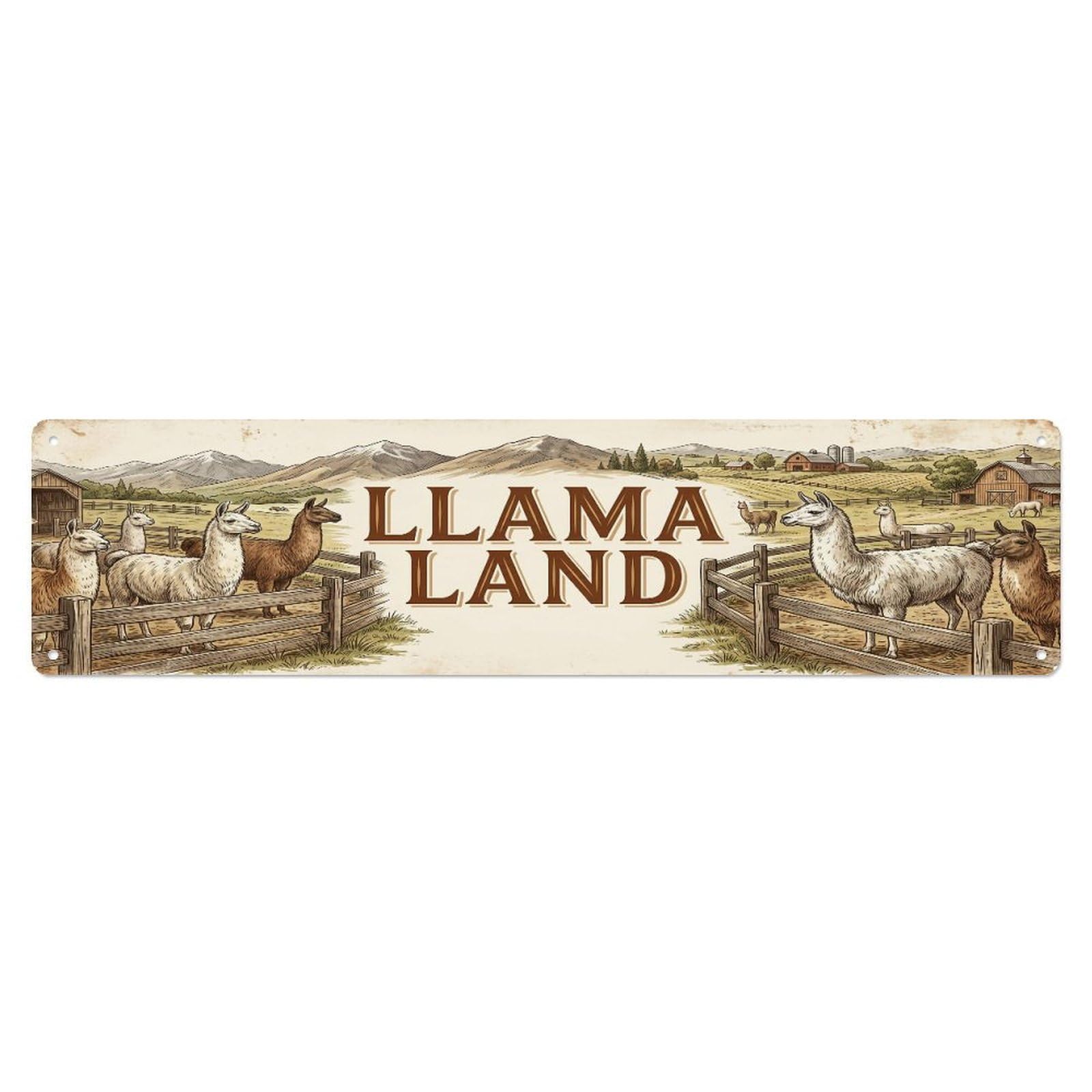 Xanthor Style Metal Tin Sign Vintage Pen Hi Llama Farmhouse Funny Llama Backyard Farm