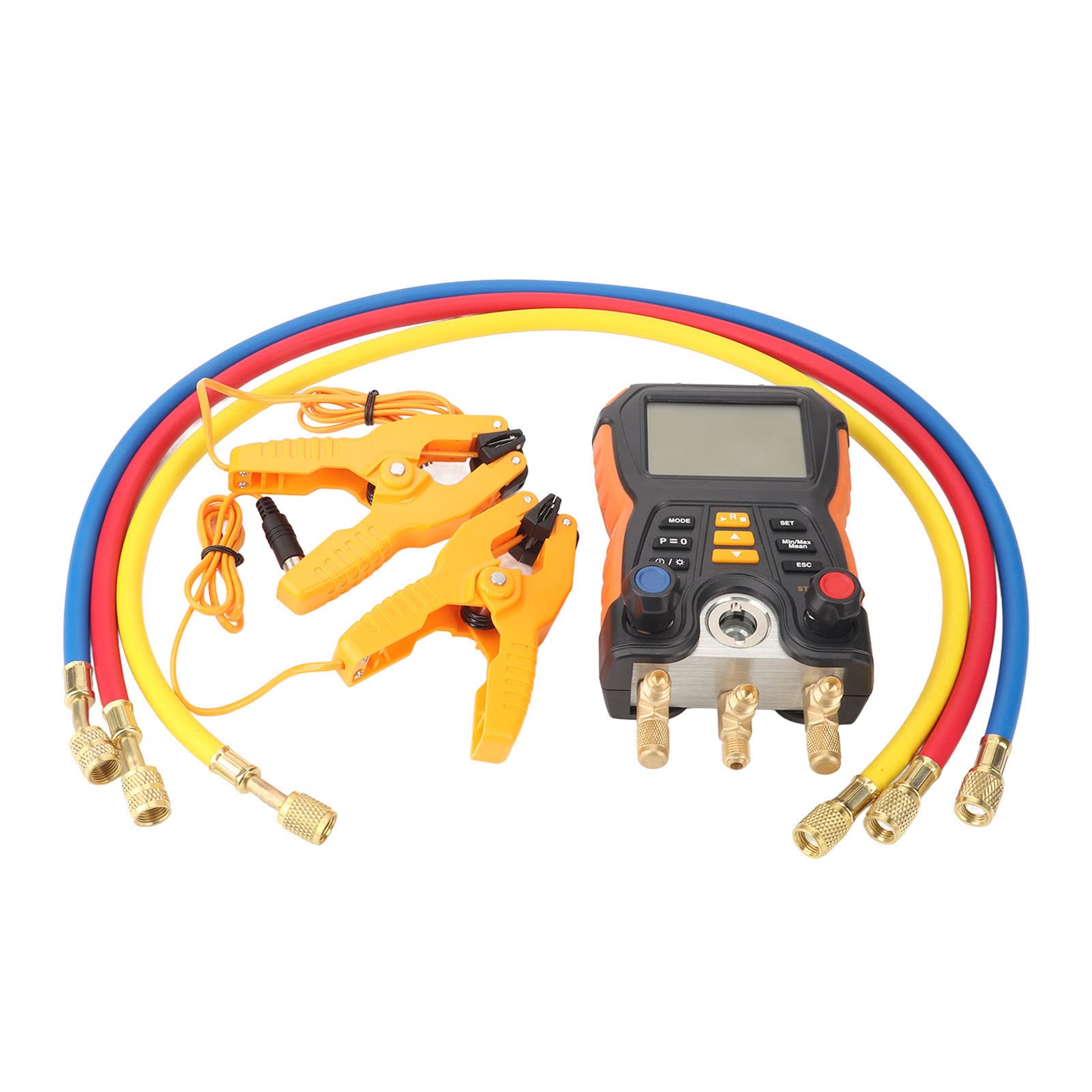 GOWENIC Medidor de Colector Digital HVAC Probador 2 en 1 |Herramienta de Temperatura de Presión CA de 83 Refrigerantes con Detección de Fugas