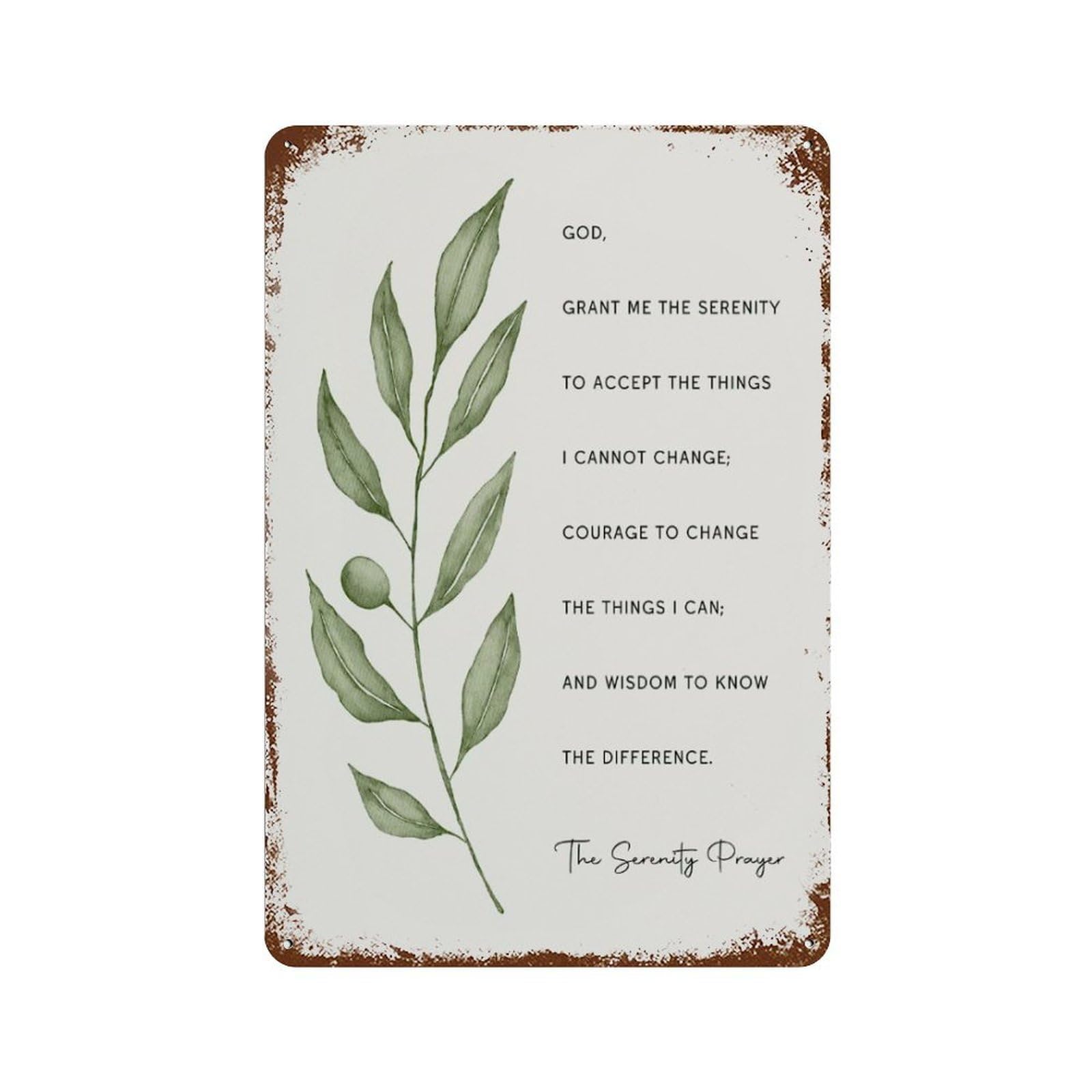 xiaoxiaoshen Botanical Scripture The Serenity Prayer Wall Decor Art Metal Tin Poster Modern Home Decor Art Home Bar Shop Decorations Vintage Sign 30x20cm