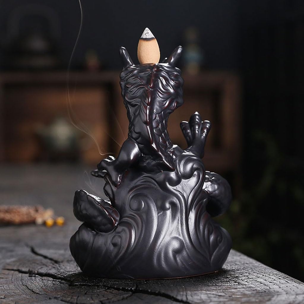 Porta Incienso Quemador de Incienso de reflujo de cerámica de dragón Chino, Adornos creativos, artesanías Ornamentales, Quemador de Incienso, Sala de meditación Quemador De Incienso De Reflujo