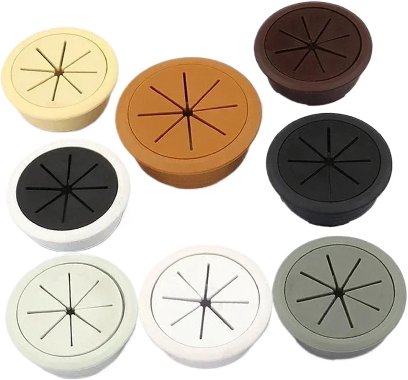 Desk Cable Wire Grommet, Desk Cable Grommets 20Pcs 50/53/60/80mm Multicolor ABS ABS Cable Management(Black with White,60mm)