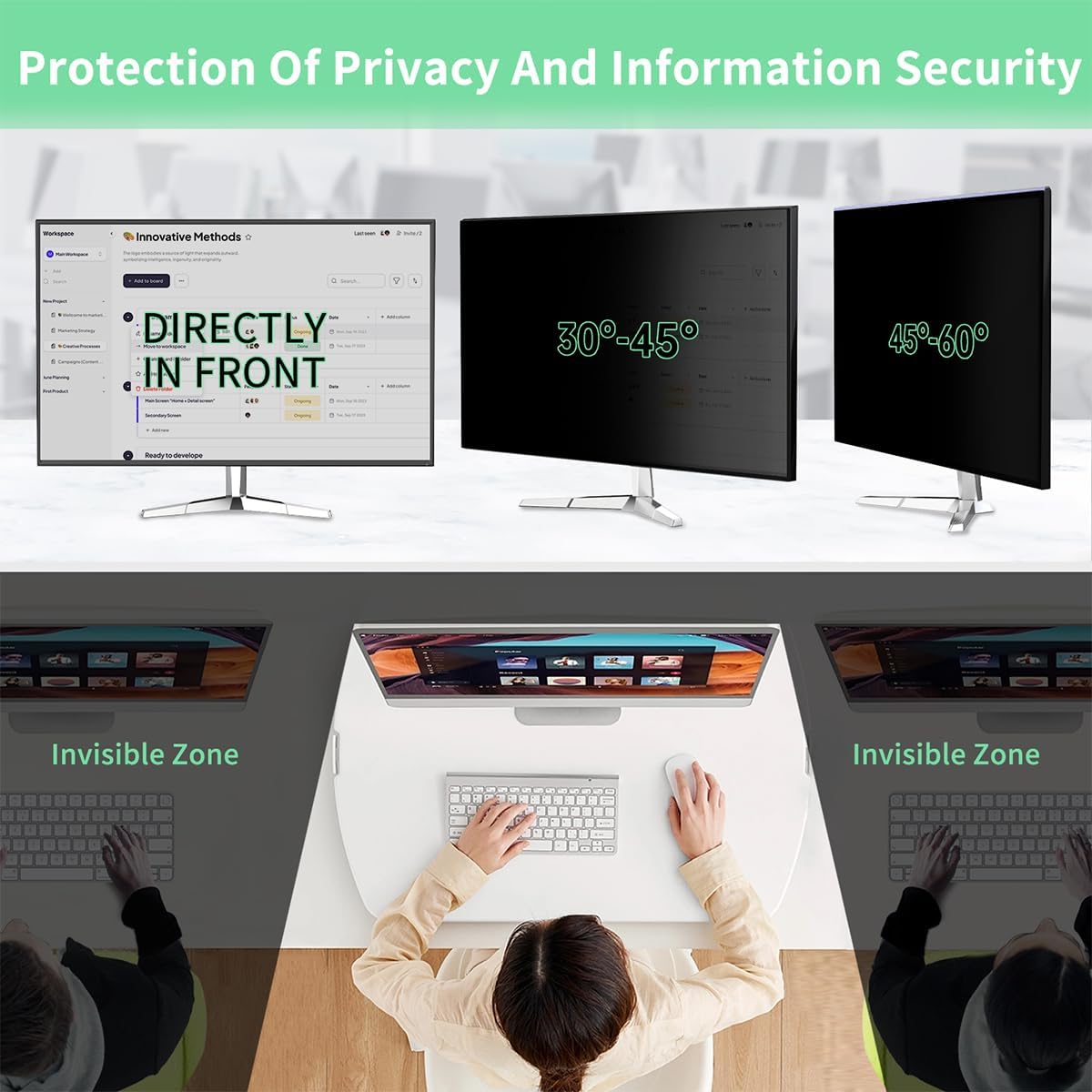 Protector de pantalla para Computadora de Escritorio de 27 Pulgadas con Relación de Aspecto 16:9, Anti Luz Azul y Antideslumbrante, Filtro de Privacidad de Rápida Fijación