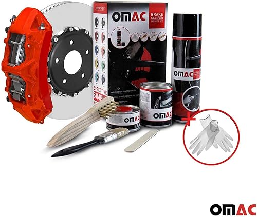 Miniatura 8 de OMAC Kit de pintura de pinza de freno de alta temperatura, revestimiento resistente al calor, sistema a base de pintura epoxi, rojo Texas (mate)