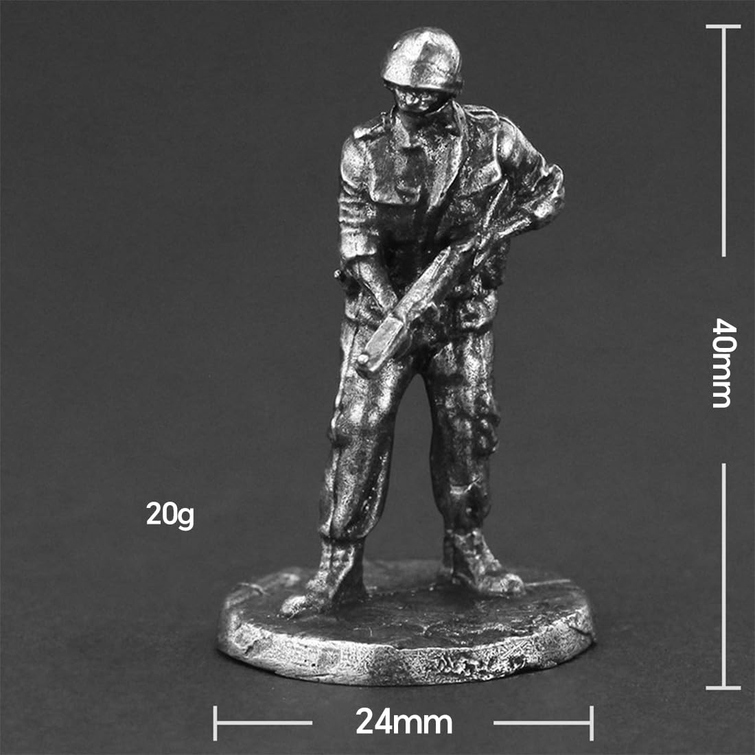 Figuras de soldados en miniatura del ejército estadounidense de latón blanco macizo – Juego de coleccionistas militares (8 piezas)