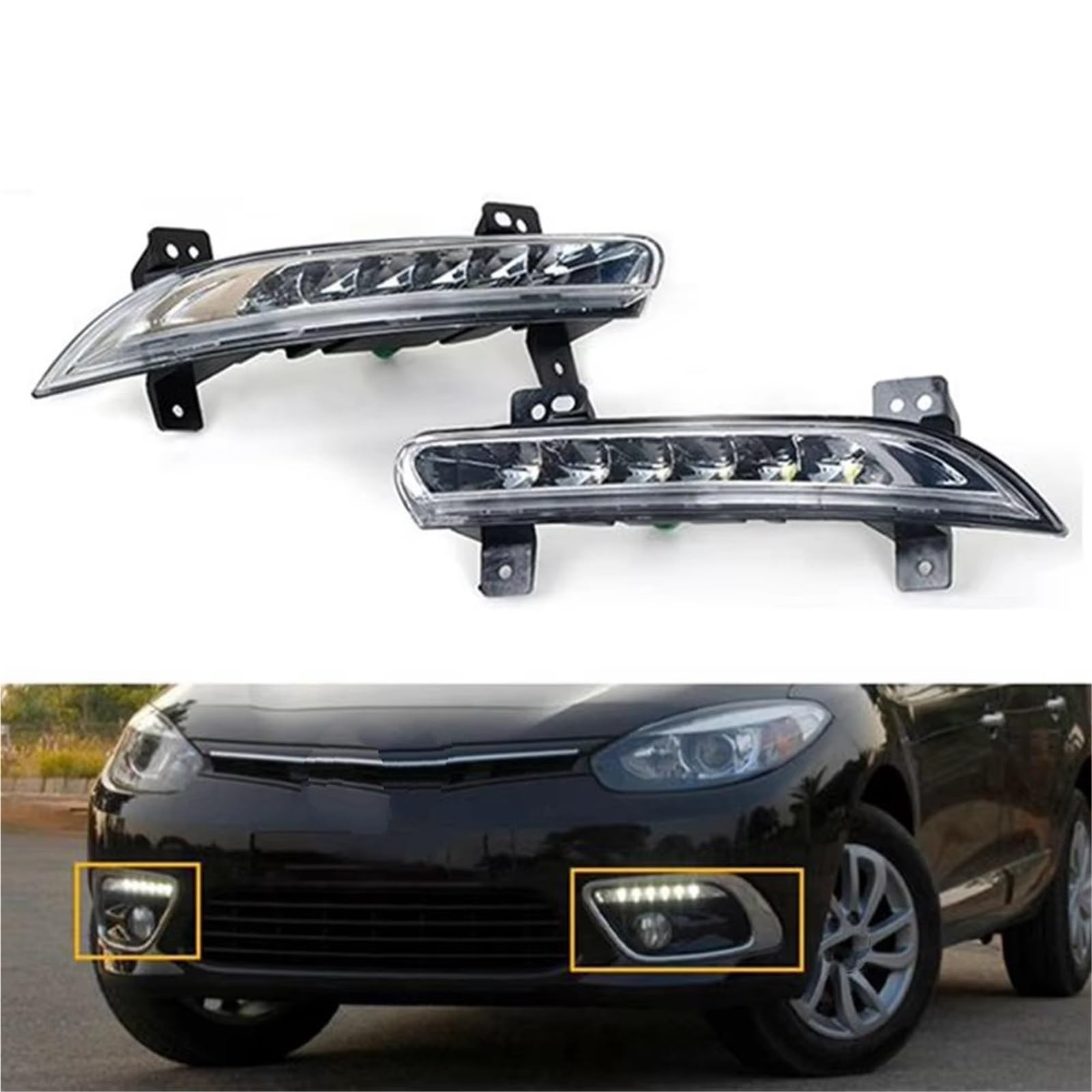 lampada indicatore laterale Auto Anteriore Destro LED DRL Fendinebbia Lampada Di Guida Automatica Luce Di Marcia Diurna Lampada Paraurti Per Fluence 2014+ Luce segnale dinamico