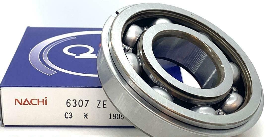 NACHI Japan 6307 ZNR C3 Roller Bearing, One Shield, Snap Ring