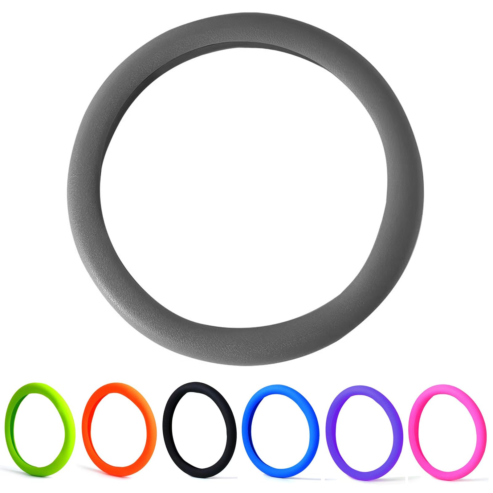 silicone Car Steering Wheel Cover, Elastic Silica Gel, Non-slip, Non-heat-absorbing，Cool in Summer, Universal 15 inch (gray)-image-25