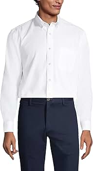 Lands' End Men's Tailored Fit No Iron Solid American-Grown Supima Cotton  Oxford Dress Shirt White : Clothing, Shoes & Jewelry - Amazon.com