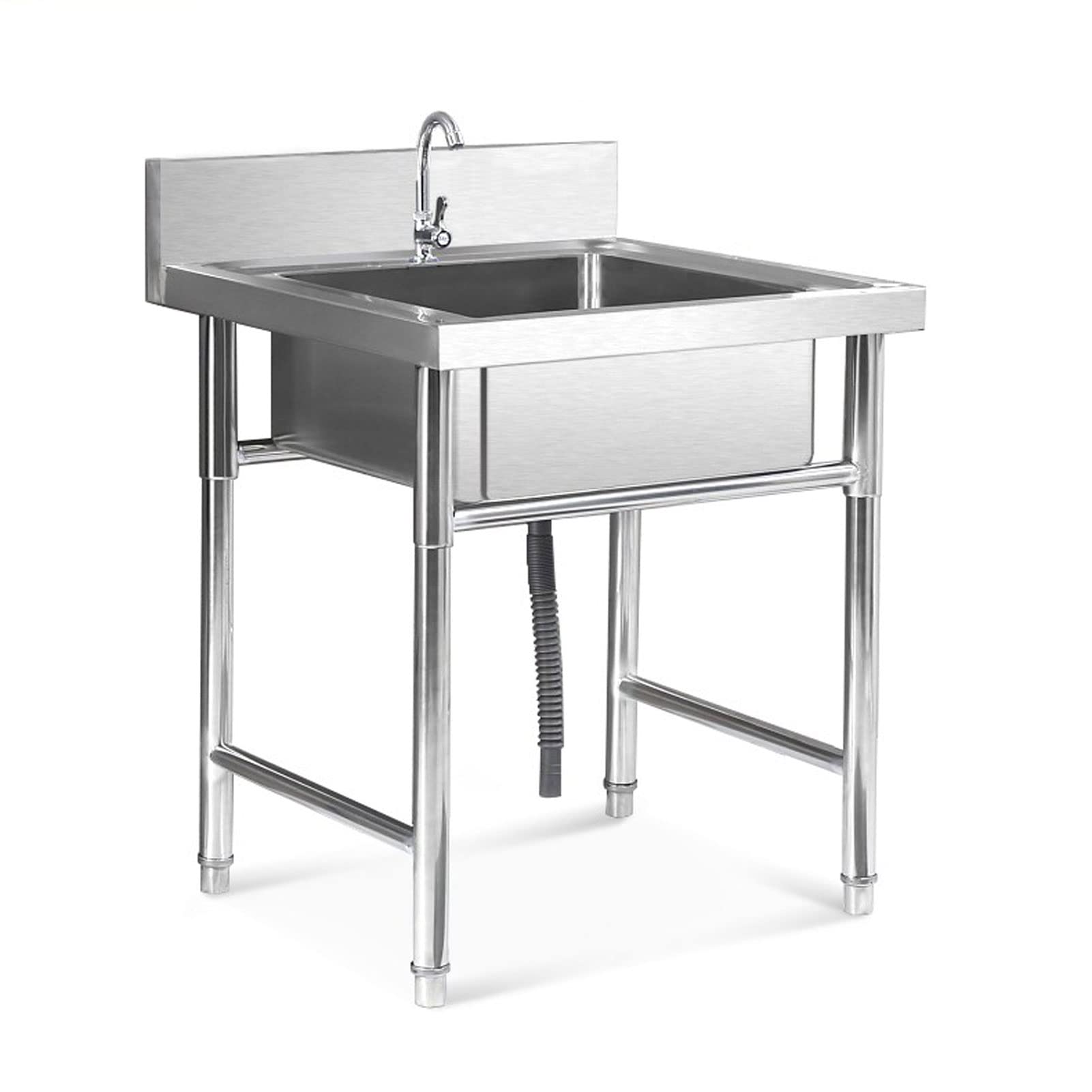 ZQFHSX Stainless Steel Commercial Kitchen Sink, Heavy Duty Freestanding Sink for Restaurant, Kitchen, Laundry, Garage