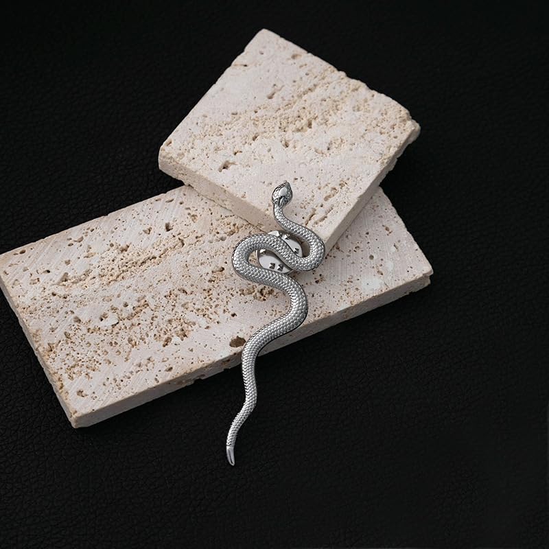 Image of Gothic Snake Brooch Pin - Thriller Animal Serpent Lapel Pin - Metal Punk Bending Creep Cobra Brooch for Women & Men - Suit & Coat Accessory