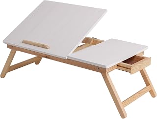 Maverick Wood Polished Multipurpose Portable Foldable Activity Table with Tiltable Top and Drawer (White), 15 Centimeters,... Price In India