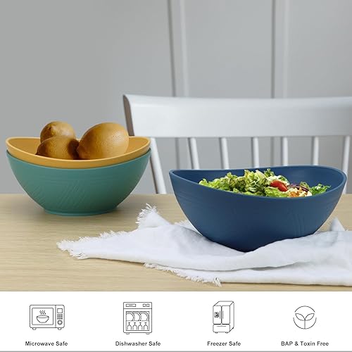 Miniatura 3 de PYRMONT Juego de 4 cuencos de paja de trigo de 65 onzas, cuencos de servir irrompibles, cuencos de cocina resistentes y apilables para servir,