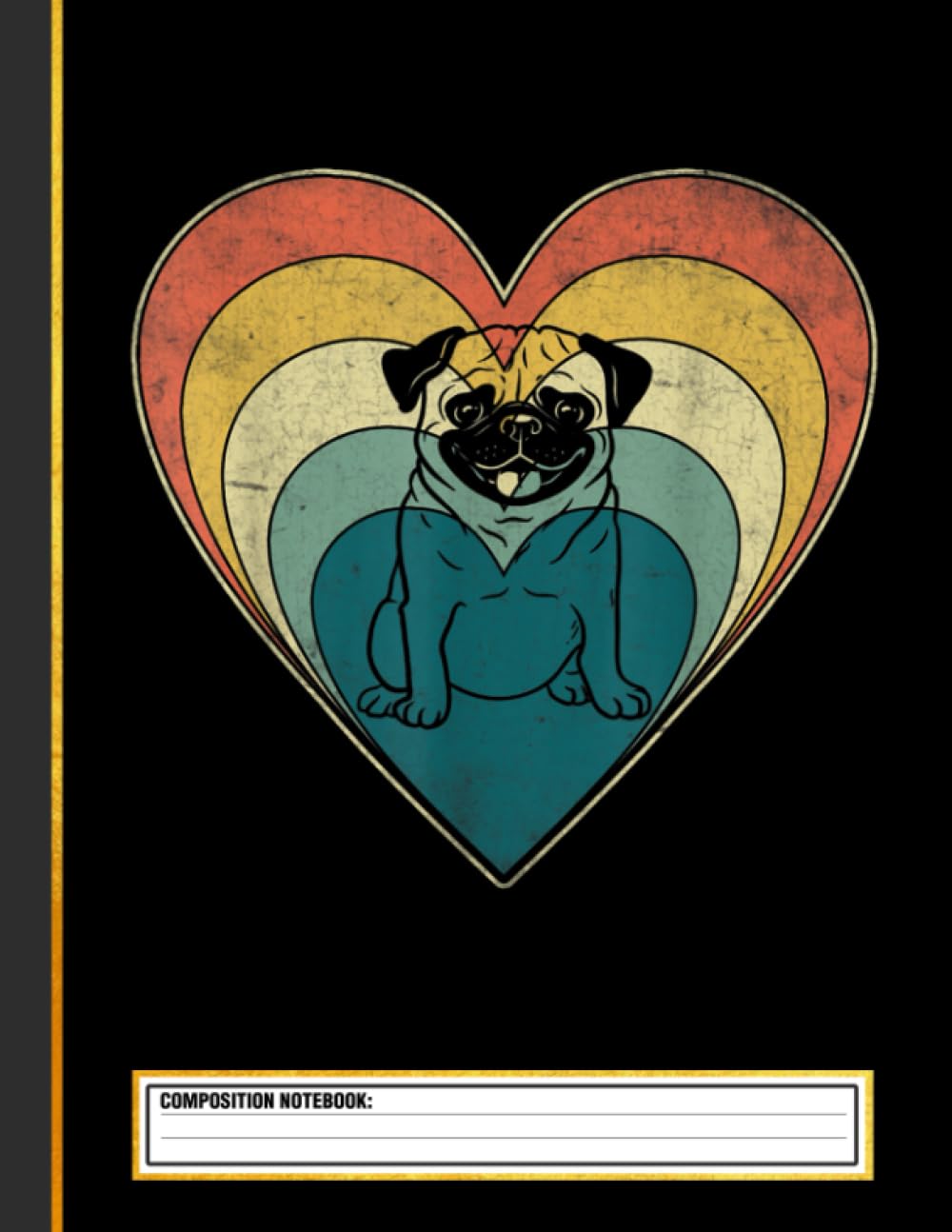 Pug dog LsRetro Vintage Pug Heart Composition Notebook